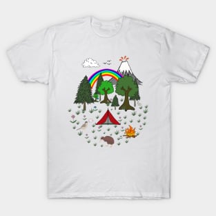 New Zealand Camping Scene with Kiwi T-Shirt